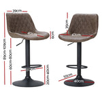 Artiss 4x Bar Stools Gas Lift Vintage Leather Brown BA-K-9976-BRX4