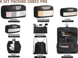 8pcs Travel Packing Cubes Set Suitcase Organizer for Travel Essentials V1263-JX-4369