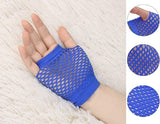 24 Pair Fishnet Gloves Fingerless Wrist Length 70s 80s Costume Party Bulk - Blue V563-24PCS-18510-BLUE