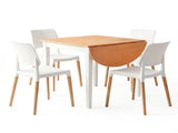 Artiss Dining Table and Chairs Set 5PCS, 75-110cm Drop-Leaf Table, with 4 Dining Chairs White DSET-DTAB-086-WHX4