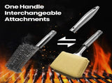 Gourmet Easy 2-IN-1 Grill Brush Cleaning Kit, Interchangeable BBQ Brush & Griddle Scraper V1376-BBQBRUSHYE