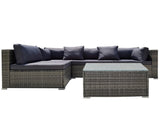 LONDON RATTAN 5 Piece 4 Seater Outdoor Modular Lounge Setting with Coffee Table, Grey V219-OTDOLSLR4SGY2