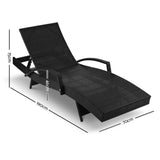 Gardeon Sun Lounge Wicker Lounger Outdoor Furniture Beach Chair Patio Adjustable Cushion Black FF-LOUNGE-ARM-BK