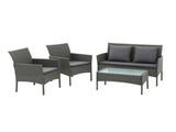 Gardeon 4-Piece Outdoor Sofa Set Rattan Furniture with Two Pillows Grey ODF-C-PATIO-17007-DR