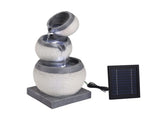 Gardeon Solar Fountain 3 Levels Cascading Bowl Water Feature 52cm Grey FOUNT-CARVED-BOWL-3LVL