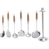 Kitchen Spatula Set 304 Stainless Steel Wood Handle Spatula Frying Shovel Cooking Utensils V1294-YM0901-3118200261011