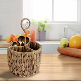 Hand Woven Natural Straw Basket Divided Countertop Organizer MultiCompartment Storage Caddy For V1369-AZ3-W-14962