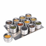 12 Magnetic Spice Jar Tins and Steel Plate - 150g Seasoning Storage Containers V238-SUPDZ-39963225227344