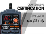 ROSSI 200 Amp Portable Inverter Arc Stick Welder, MMA DC Gas Inverter Welding Machine, 15A Plug V219-WLDMMAROSA2C0