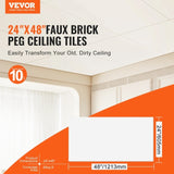VEVOR Ceiling Tiles 10-Pack 24 x 24 in PVC Foam Fire-Rated Smooth White V952-THBZPVCFPB1010YENV0