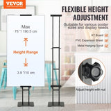 Poster Stand, Adjustable Height Up to 75", Double-Sided Heavy Duty Pedestal Sign Holder, Floor V952-HBJJSDZ475YCPRZ6SV0