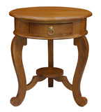 Round Cabriole Leg 1 Drawer Lamp Table V199-LT001RDCLLP