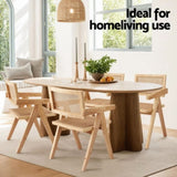 Artiss 1x Dining Chair Wooden Rattan Seat Rubber Wood Frame DINC-L-RAT-WD