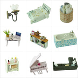Dollhouse Miniature with Furniture Kit Plus Dust Proof and Music Movement - Happy time V178-13202