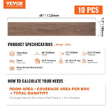 VEVOR Interlocking Vinyl Floor Tiles 48 x 7.3 inch, 10 Tiles 5.5mm Thick Snap Together, Deep Brown V952-LSYXJDDLSSZMN0E56V0