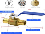 10pcs PEX Ball Valves, 3/4" PEX Brass Full Port Shut Off Ball Valve, Full Port Shut-off Ball Valve, V1258-DP02-WO-781