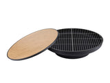 Grillz Fire Pit Table with Lid Deep Fire Bowl Wood Burning BBQ Grill for Backyard Camping Patio FPIT-YH-BBQ-WD