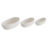 3 Pcs Desktop Storage Basket Oval Organizer Container Cotton Rope Hand Woven for Makeup Snacks White V1294-YM0626-3117220295311