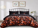 Black and Red Leaves Quilted Bedspread & Pillowcase Set V745-MAC080600Q13U