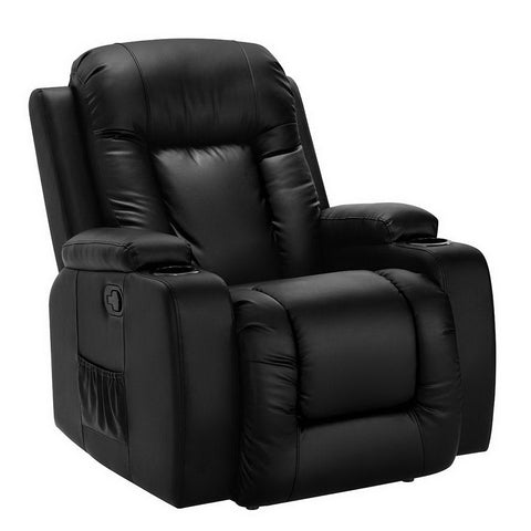 Artiss Recliner Chair Electric Heated Massage Chairs Faux Leather Cabin RECLINER-A3-BK-AB