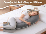 Giselle Bedding Pregnancy Pillow for Side Sleeping L-Shaped Maternity Body Pillow for Women 100% PILLOW-MAT-L-COT-GY