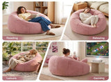 Artiss Bean Bag Chair Cover Soft Faux Fur Beanbag Cover Large Round Stuffed Animal BD-COVER-ROUND-PK
