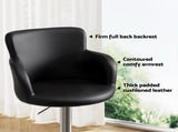Artiss 1x Leather Bar Stools Swivel Adjustable Gas Lift PU Counter Chairs Black BA-K-7200-BK