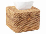 Rattan Tissue Box Cover Square, Hand Woven Wicker Tissue Holder with Hinged Top Lid, for Toilet Home V1366-AZ2-W-15746