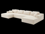 Levede Modular Sofa Lounge Set Corduroy U Shaped Sectional Cloud Couch Beige SOFABED1013-BG-AU