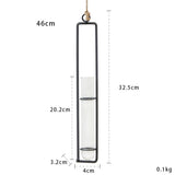 Set of 2 Glass Hanging with Iron Frame, Clear Indoor Plant , Decorative Wall-Mounted Pots for Home V1370-AZ4-11631