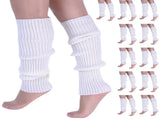 12x LEG WARMERS Knitted Womens Costume Neon Dance Party Knit 80s BULK - White V563-BR-12LEGWARMRS-WHT