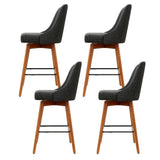 Artiss 4x Bar Stools Swivel Seat Wooden Charcoal BA-TW-8125-CHX4