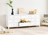 9 Drawer Dresser, Wooden Chest of Drawers with Sliding and Anti-tip Device, Retro Minimalist Dresser V952-FGFCTJ3L9C57RT2W8001V0