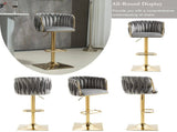 SERENIT Modern Velvet Breakfast Bar Stools Swivel Barstools Adjustable Counter Stools with Backrest V255-GP1782R-GREY