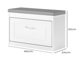 Levede 60cm Shoe Rack Storage Cabinet Bench Cosy Padded Seat Organiser Cupboard EA0290-WH-AU