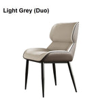 Light Grey Italian Minimal List Dining Chairs PU Retro Chair Cafe Kitchen Modern Metal Legs x2 V255-I-DICHAIR-L-GREY