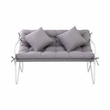 Gardeon Garden Bench 2 Seater Outdoor Bench Metal with Cushion 118cm Grey GB-TEX-CUSHION-WH