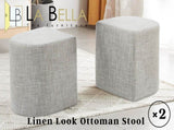2X Ottoman Stool Linen Fabric Footstool Foot Rest Pouffe Pouf Seat - Cream Grey V274-FT-GQSST03-CR2