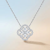Elegant Four-Leaf Clover Moissanite Pendant Necklace in Sterling Silver Dazzling 37-Stone Sparkle V1341-ZY-8ZFAER89-MOISSANITE-PREMIUMS925