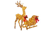 Christabelle Large Christmas Sleigh Reindeer with LED Lights Indoor Outdoor Front Lawn Yard Dec 112_MHA409
