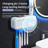 White Smart UV Sterilization Set, No-Drilling Wall-Mounted Organizer & Electric V1221-WALL-MOUNTED-UV-TOOTHBRUSH-SANITIZER
