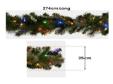 Christabelle 2.7m Christmas Garland with LED Lights Glittery Gold Pine Mantle Decoration Orname 112_SENGG274