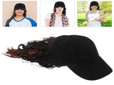 Baseball Cap with Hair Extensions for Women Adjustable Hat with Synthetic Wig Attached - Bob V1366-AZ2-W-25759