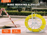 Fish Tape Fiberglass, 129.5 m, 6.35 mm, Duct Rodder Fishtape Wire Puller, Cable Running Rod with V952-DZJYDB14425FT0HH2V0