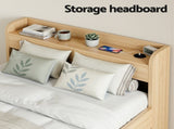 Artiss Single Bed Frame with 2 Storage Drawers Platform Bed Base with USB Ports Sturdy Wooden Slat WBED-F-AURA-S-WD-AB