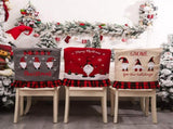 6pcs Xmas Chair Back Cover Linen Plaid Dining Chair Slipcover Protector for Home Hotel Kitchen V1294-YM0901-210618ZQ3146