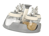 Rotating Spice Rack Salt Shaker with Lid Glass Flavoring Bottle for Kitchen Restaurant Home Gray V1294-YM0703-3118230114313