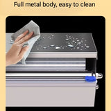 Silver Blue Stainless Steel Cling Wrap Dispenser, Kitchen Storage, Food Storage, Cling Wrap Holder, V1102-122-SIL-85606