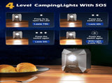 Portable Camping Shower Pump, 6000mAh Rechargable Outdoor Shower Set with 4-Mode Camping Light, 3 V888-ELOSUNG49839