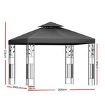 Instahut Gazebo 3x3m Marquee Outdoor Wedding Party Event Tent Home Iron Art Shade Grey GAZEBO-IR-LE-HF-3X3-GY-AB